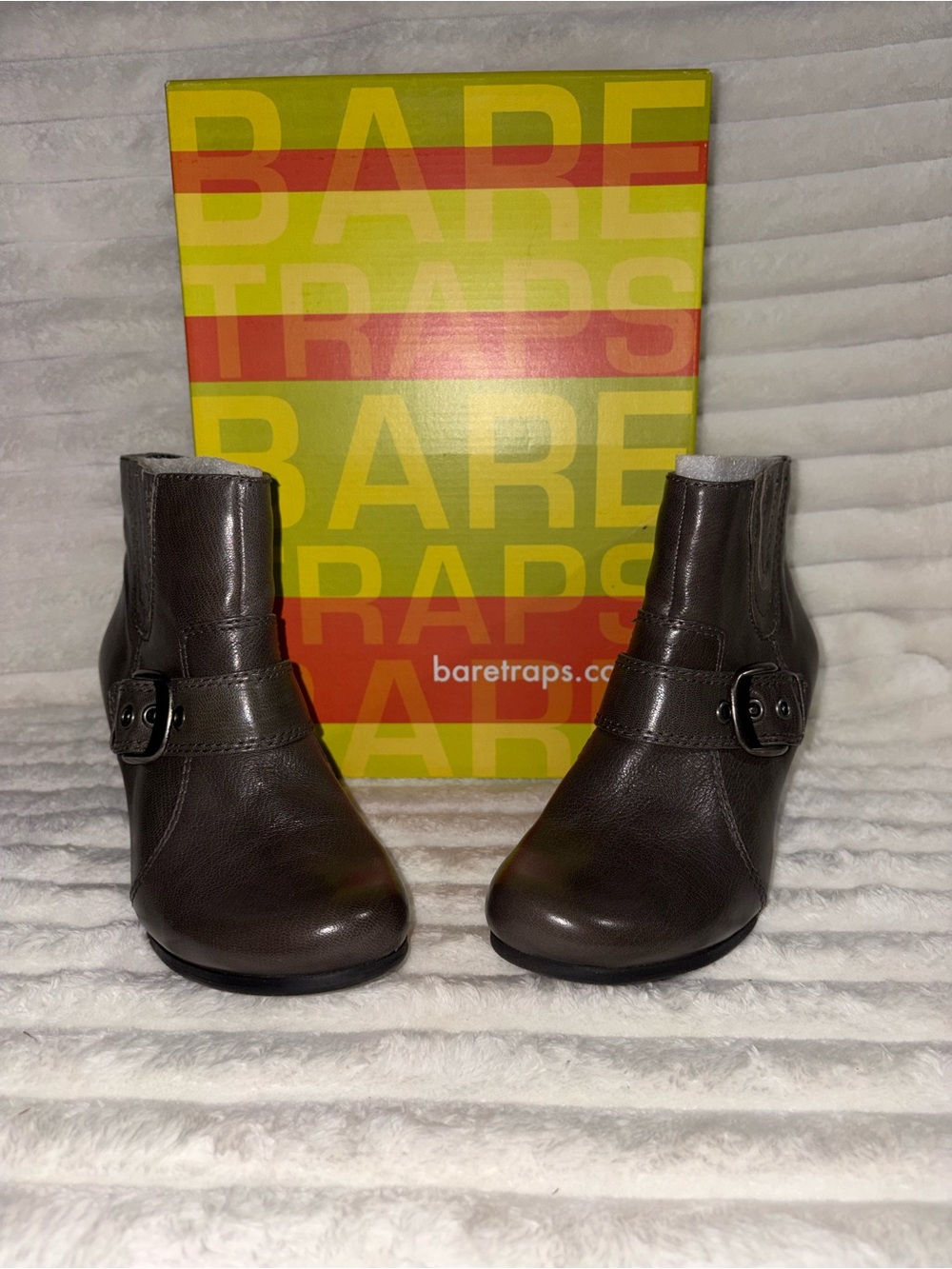 BareTraps Dark Brown Leather Buckle Ankle Booties 8M